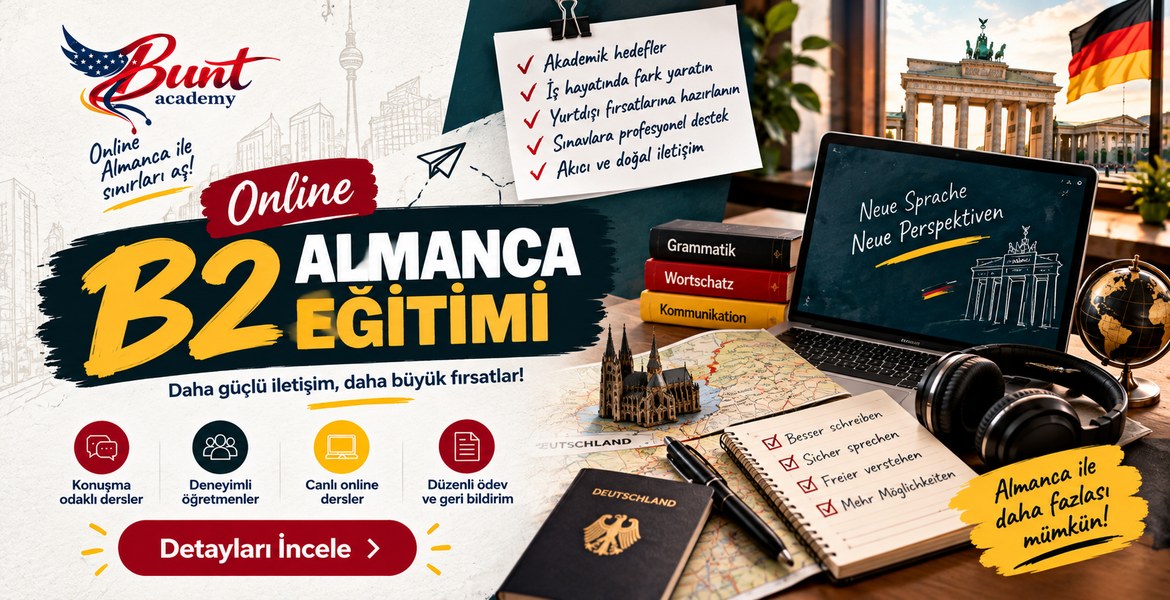 Online B2 Almanca Kursu | Canlı Eğitim – Bunt Academy | 23 KASIM 2026 Başlangıçlı Yeni Dönem | AKŞAM Programı